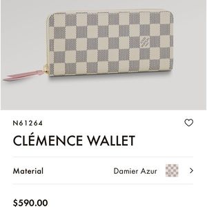 Louis Vuitton Damier Azur Clémence Wallet - Cream and Gray